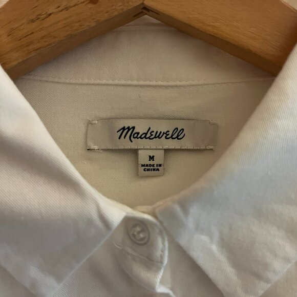 Madewell Central Shirt Classic White Button-Down Oversized Short-Sleeve Medium - Picture 4 of 6